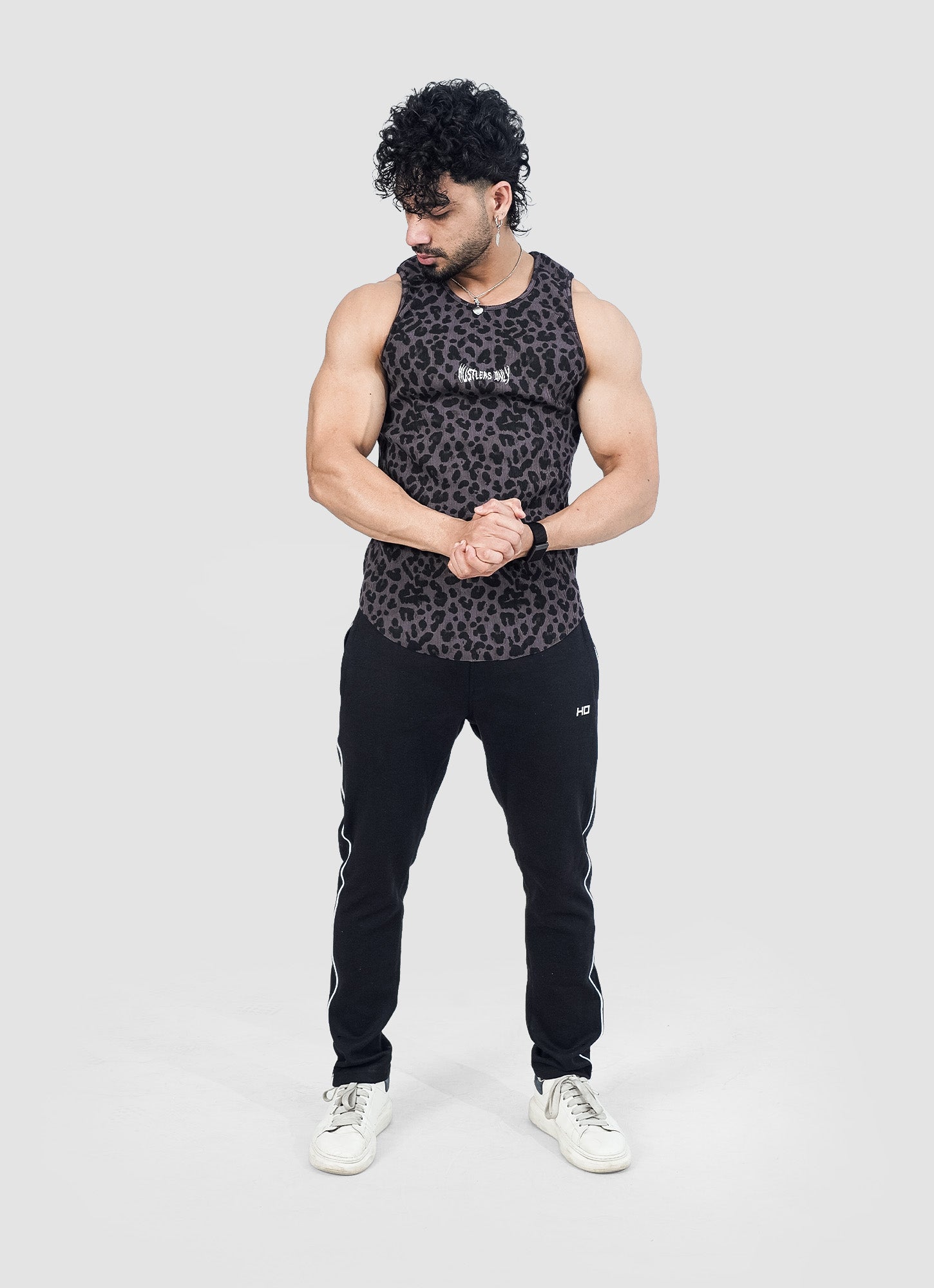 Ribbed Tank - Black Leopard