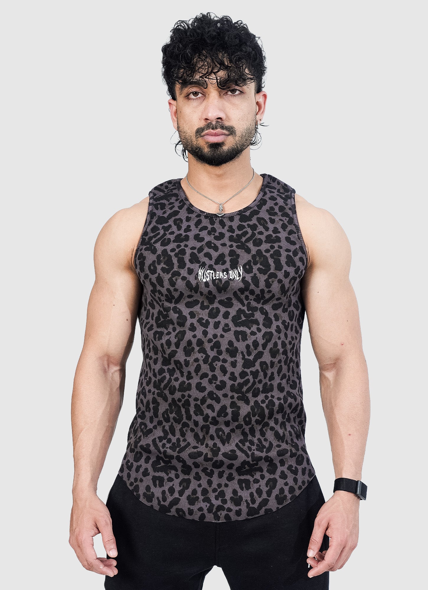 Ribbed Tank - Black Leopard