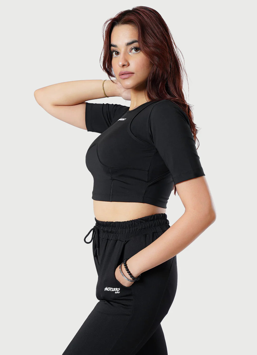 Black Crossover Croptop Shirt For Women | HustlersOnlyPK