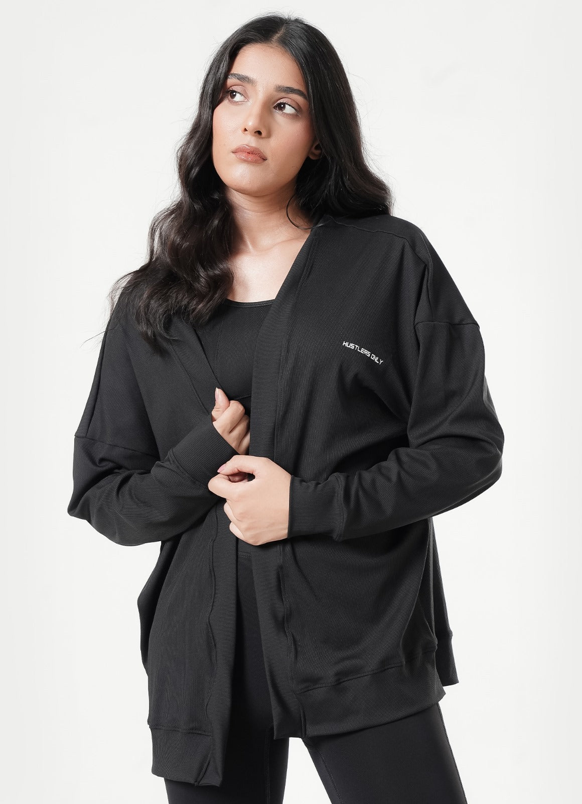 Ribbed Cardigan - Black