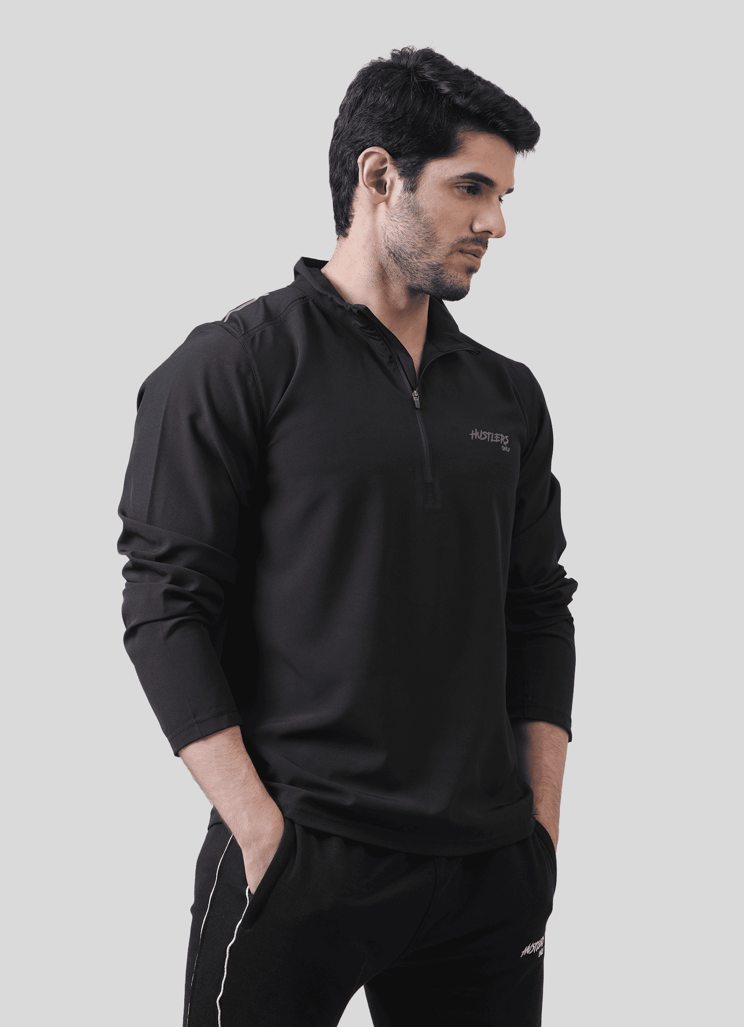 Black Velocity ½ Zip Long Sleeve | HustlersOnlyPK