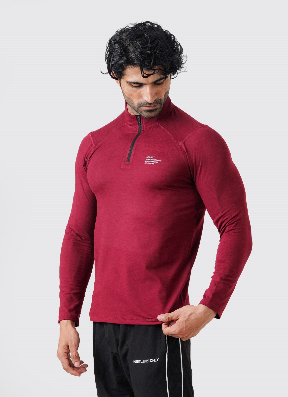 Utility Quarter Zip Shirt - Maroon