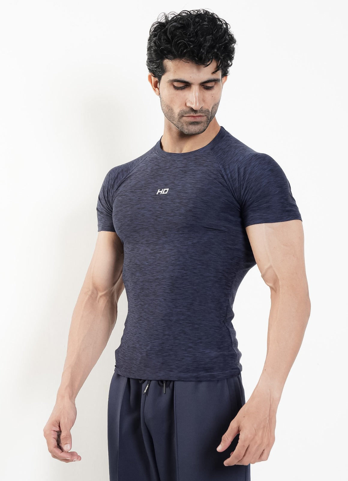 Melange Compression T-Shirt - Navy