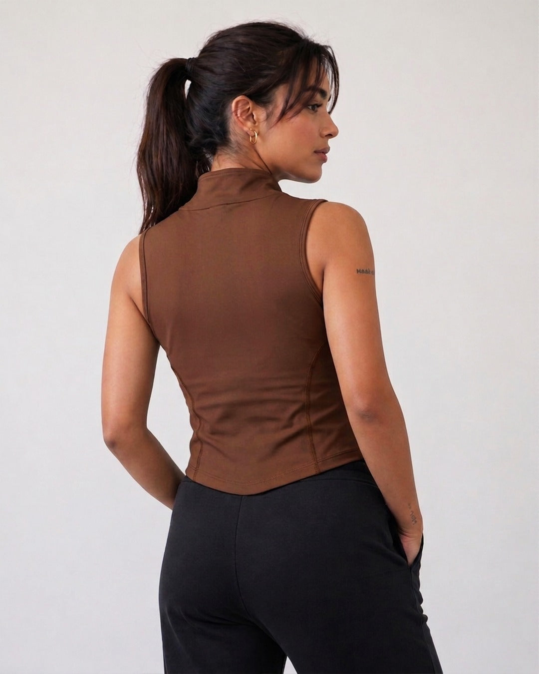 Code Zip Up Vest - Chocolate Brown