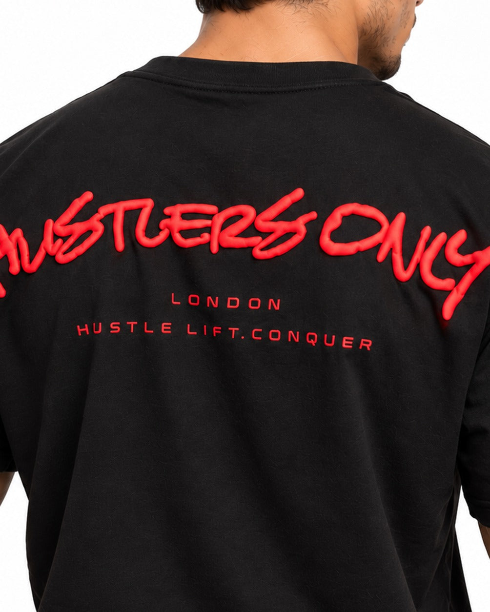 Hustlers Only men's red Graffiti oversized t-shirt