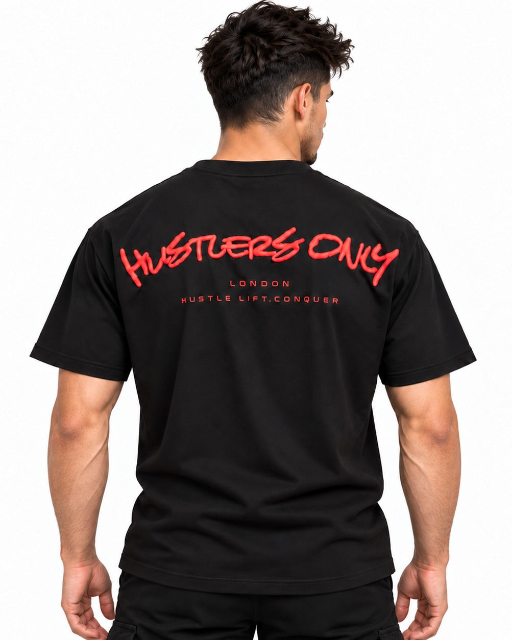 Hustlers Only men's red Graffiti oversized t-shirt