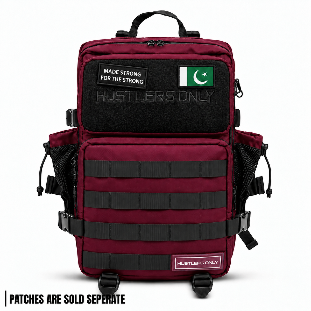 Hustlers Only Beta Military Backpack in maroon