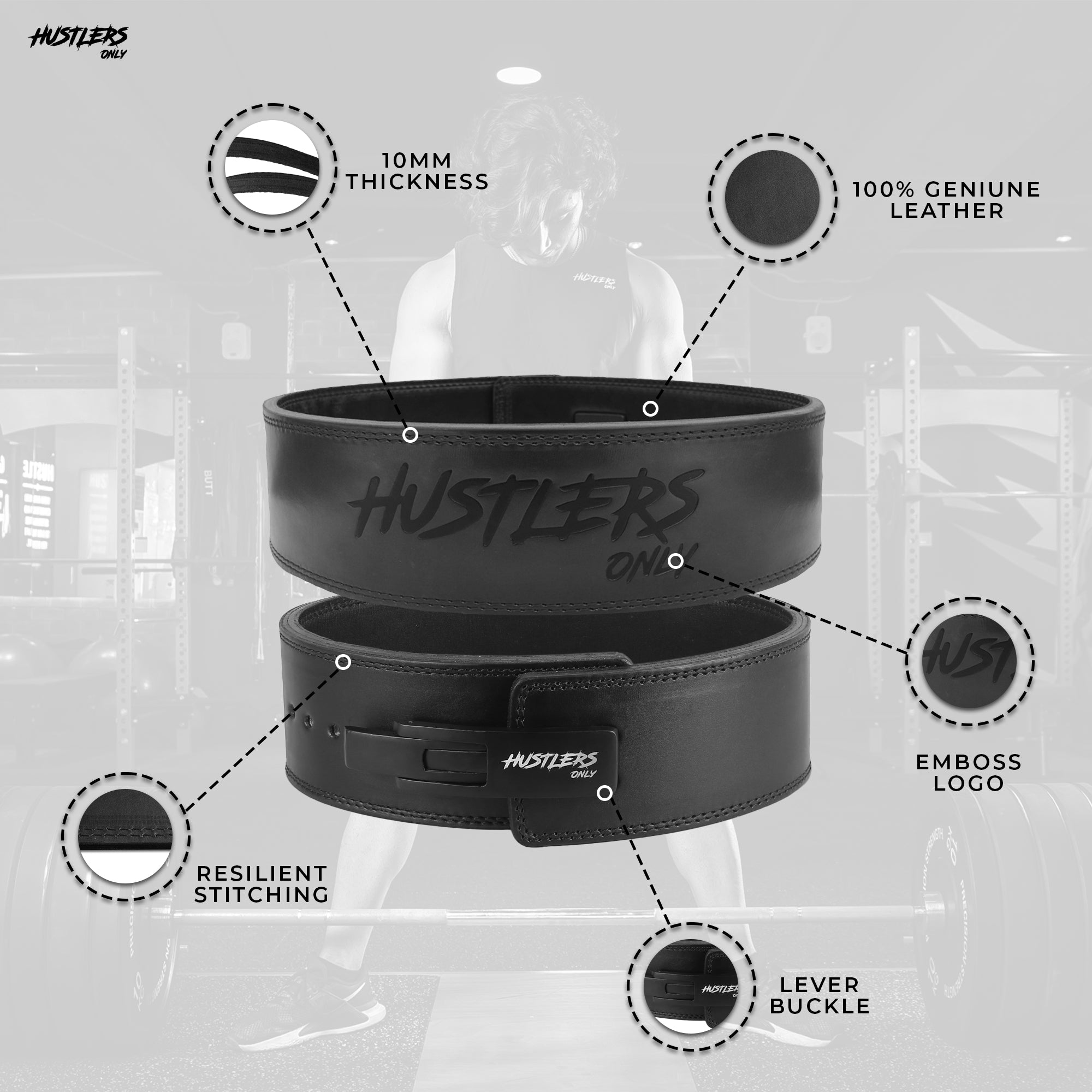 13mm Black Premium Weightlifting Lever Belt | HustlersOnlyPK
