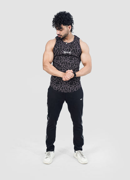 Ribbed Tank - Black Leopard