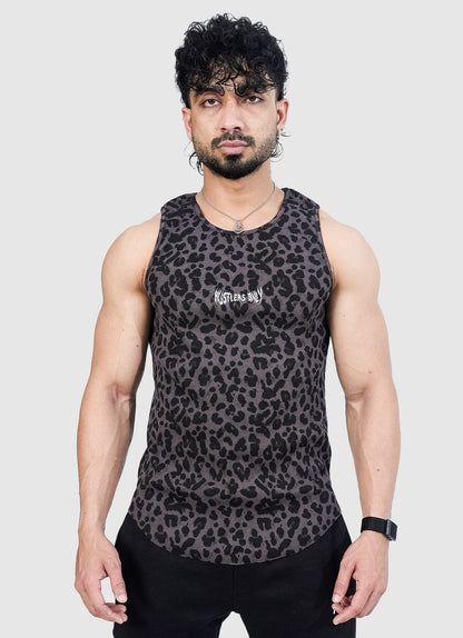 Ribbed Tank - Black Leopard