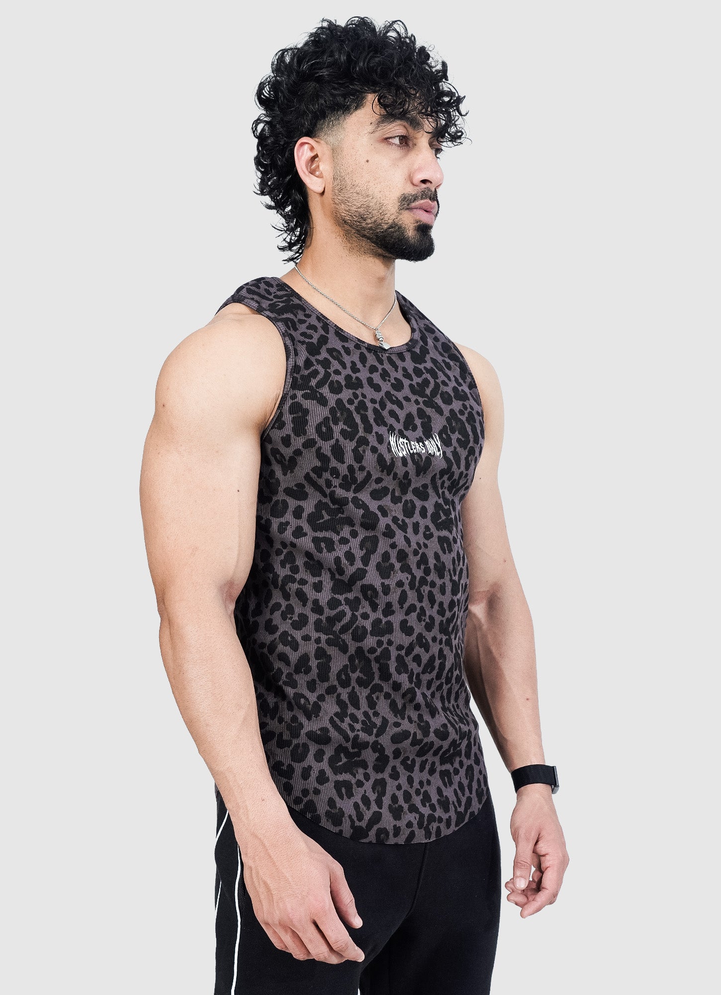 Ribbed Tank - Black Leopard