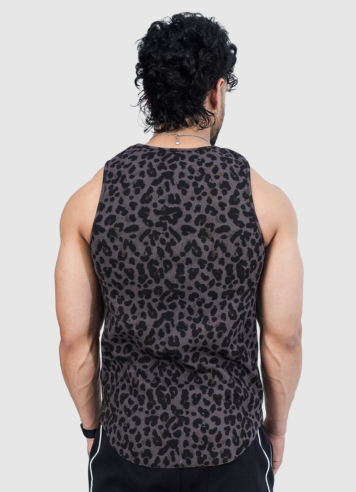 Ribbed Tank - Black Leopard