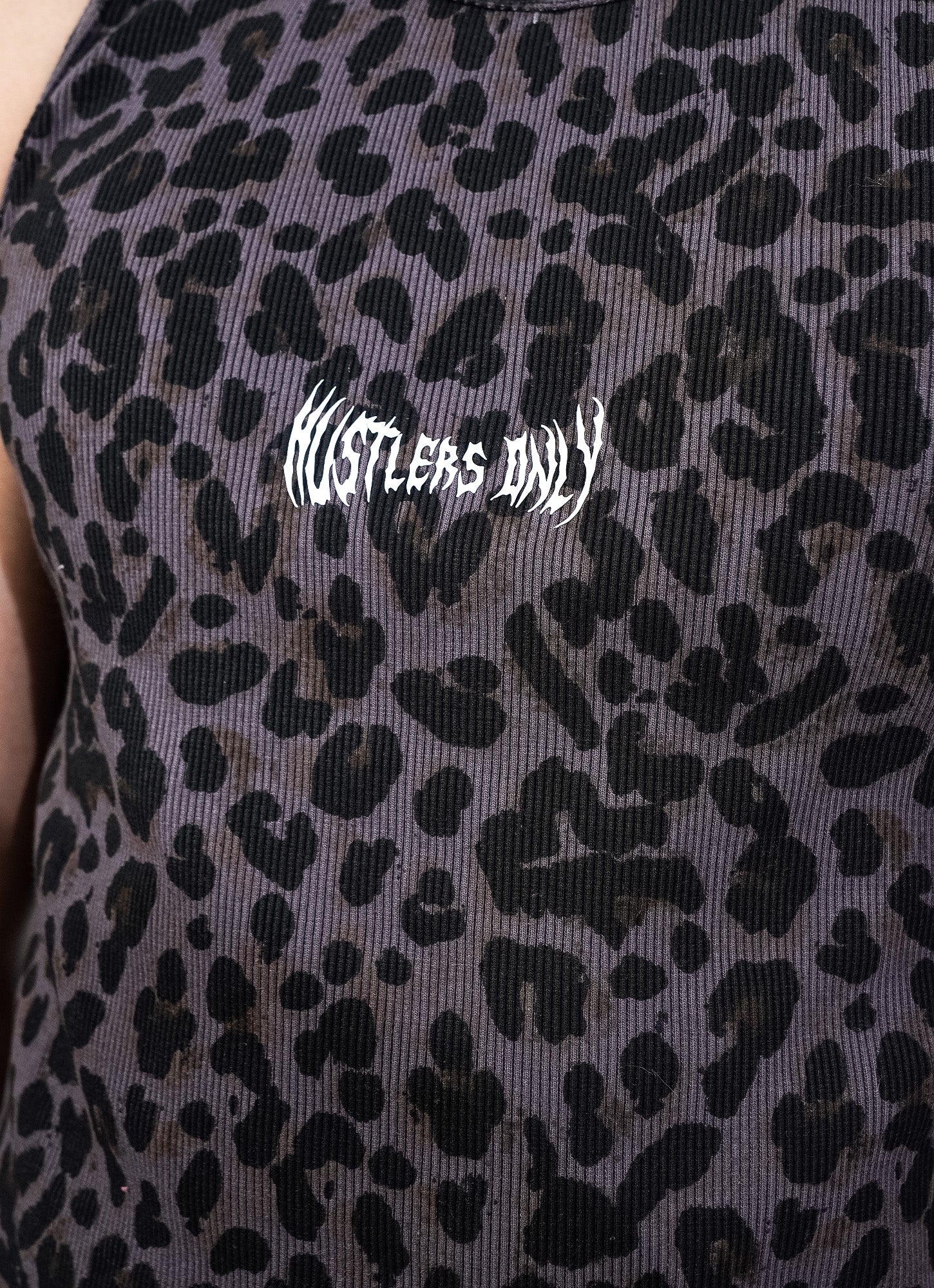 Ribbed Tank - Black Leopard
