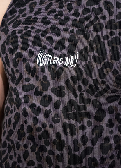Ribbed Tank - Black Leopard