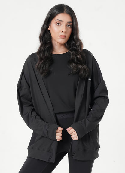 Ribbed Cardigan - Black