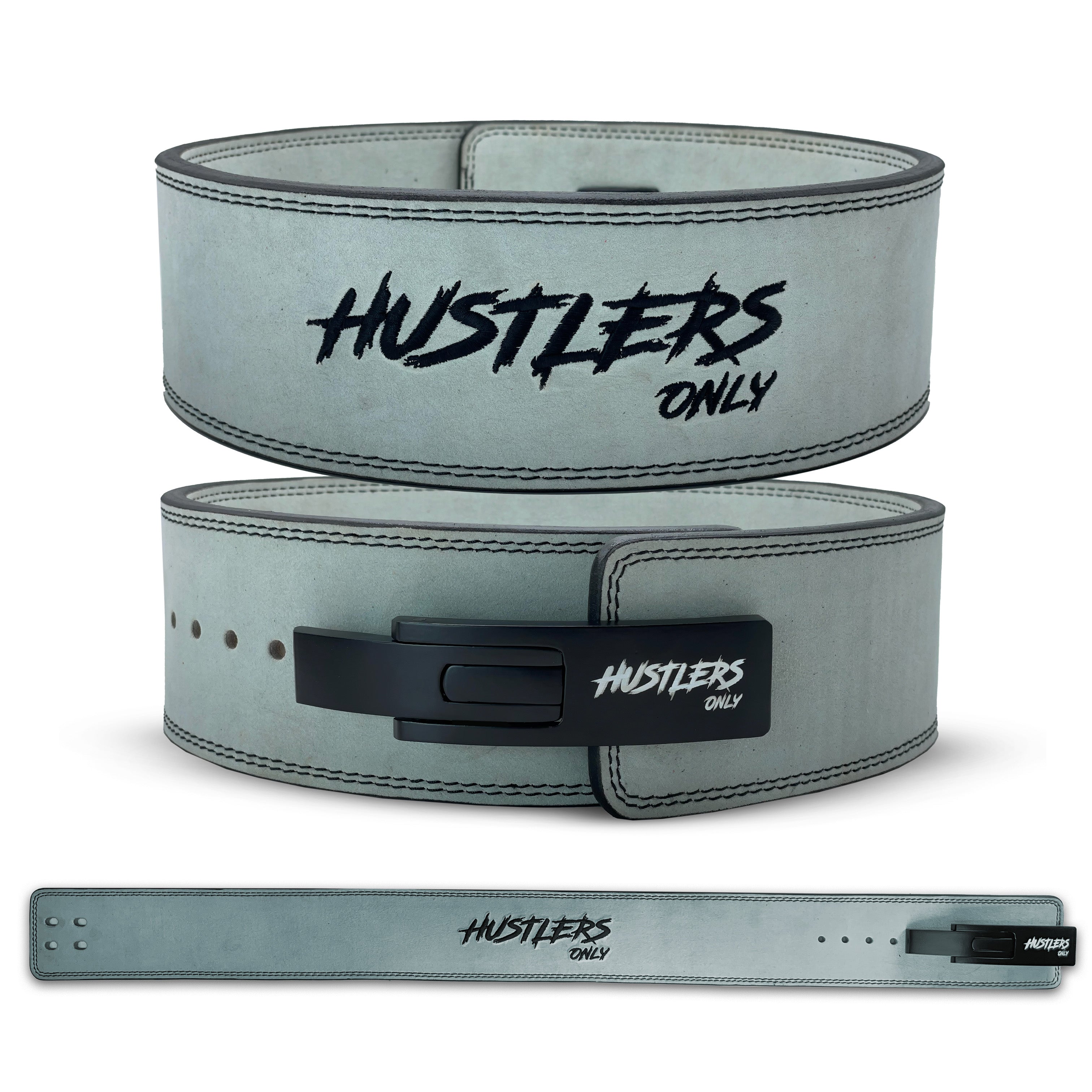 10mm Grey Suede Leather Lever Belt