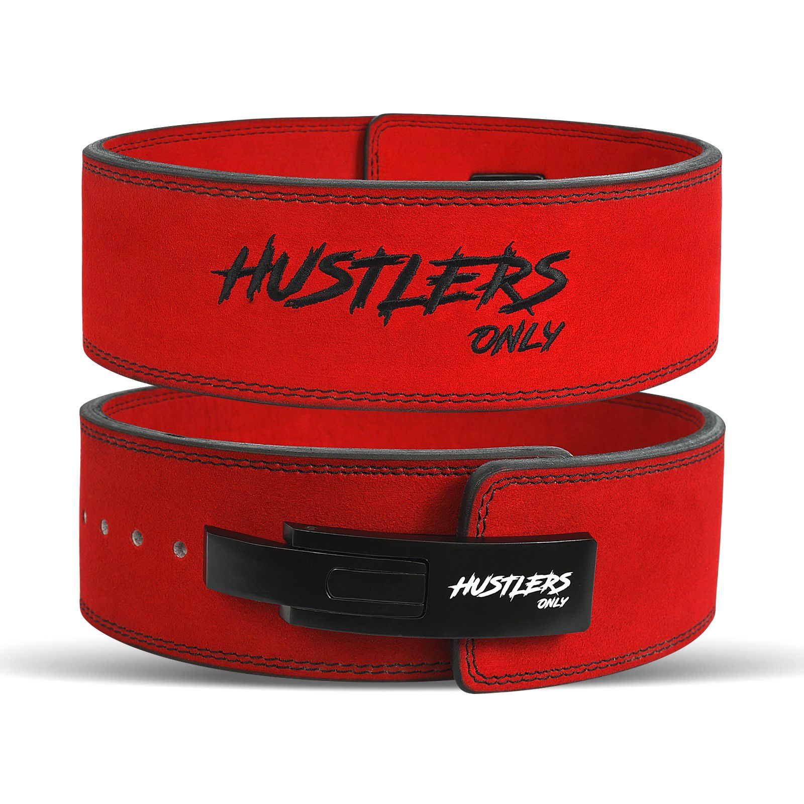 10mm Suede Leather Lever Belt - Red