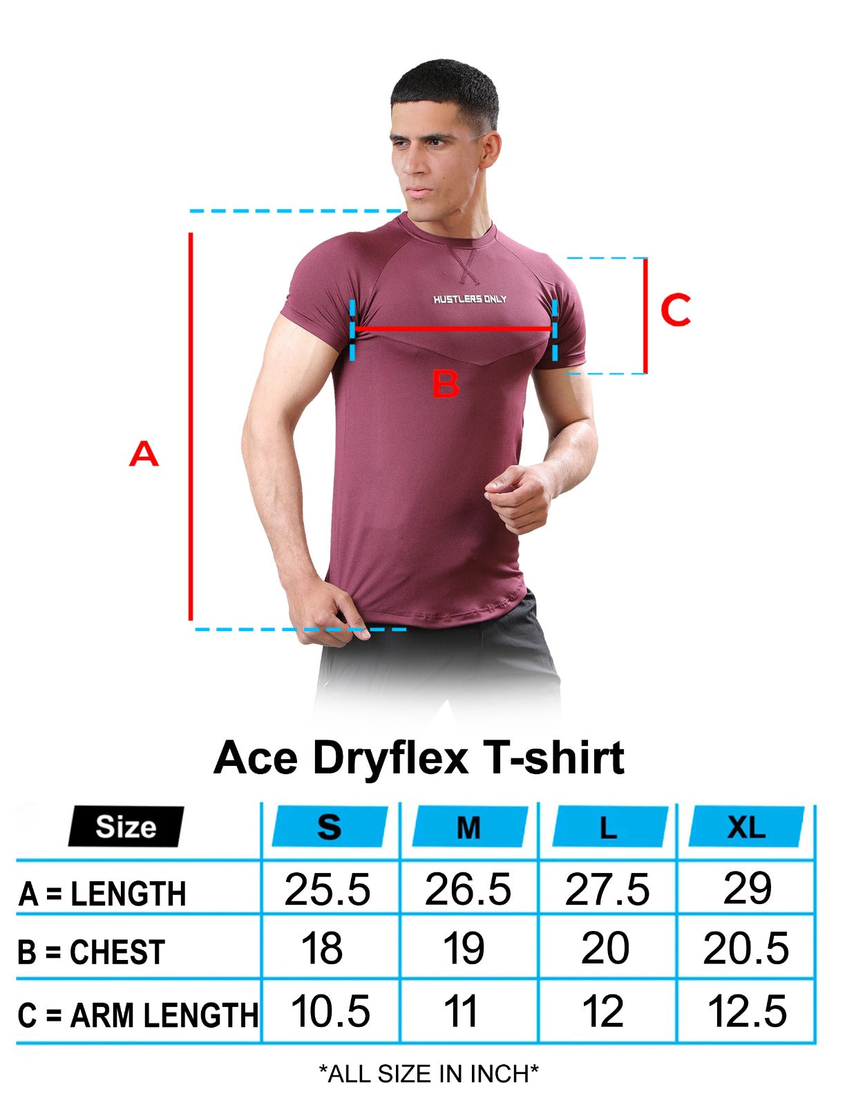 T-shirt for Mens Size Guide | HustlersOnlyPK