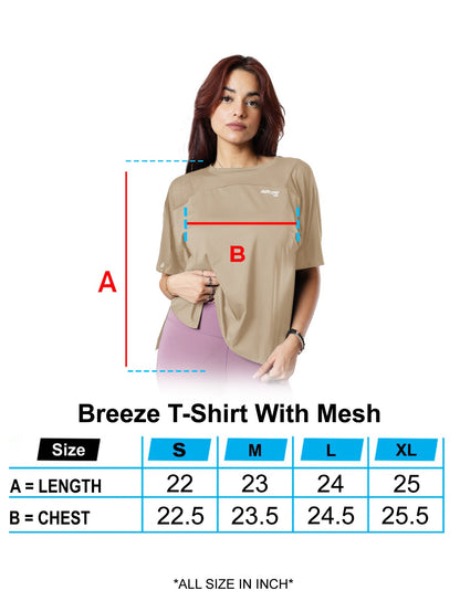 Sand Breeze T Shirt With Mesh Sizechart For Women  | HustlersOnlyPK