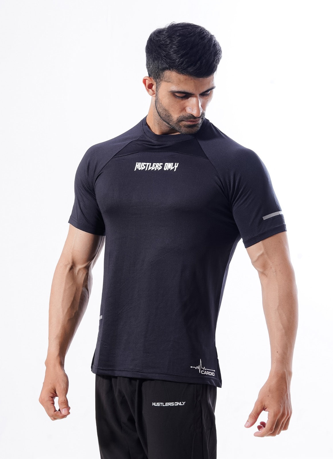 Jet Black Crest Cardio Tshirt For Men | HustlersOnlyPK