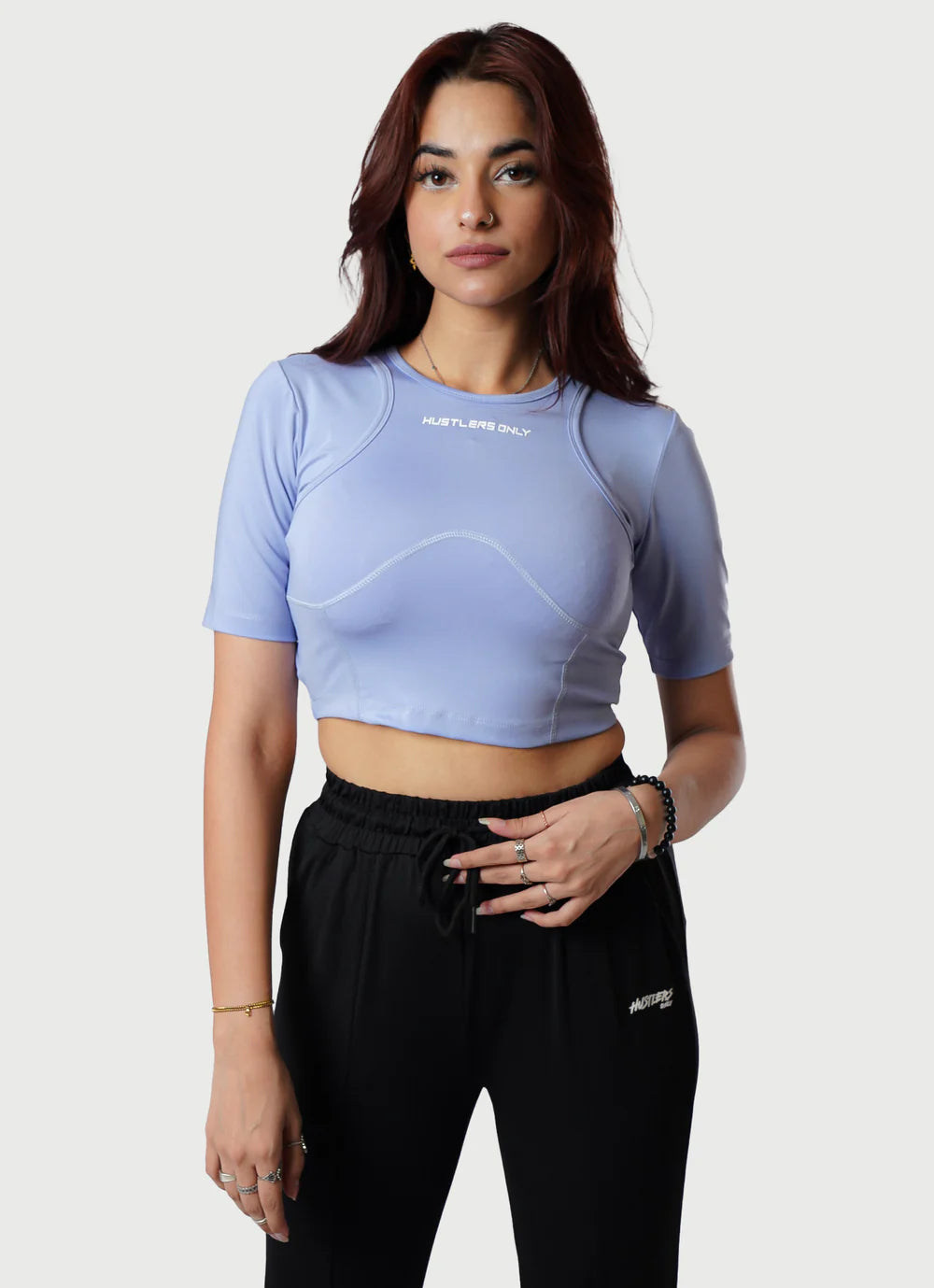 Sky Blue Crossover Croptop Shirt For Women | HustlersOnlyPK