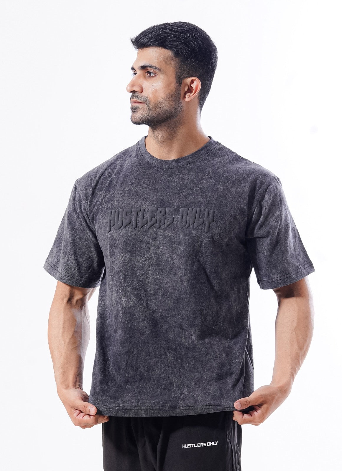 Drippy Acid Wash Black T-shirt For Gym | HustlersOnlyPK