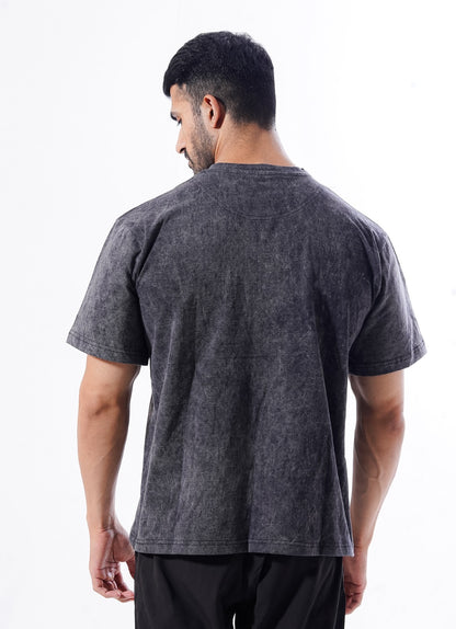 Drippy Acid Wash Black T-shirt For Men | HustlersOnlyPK