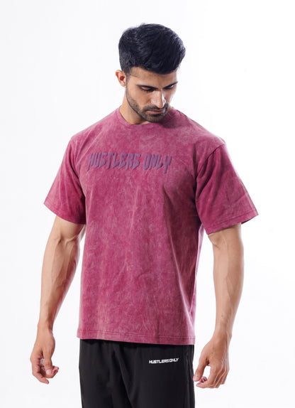Drippy Acid Wash Maroon T-shirt For Gym | HustlersOnlyPK