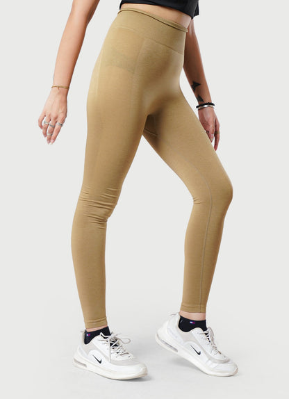 Everyday Seamless Leggings In Wheat Colour For Women | HustlersOnlyPK