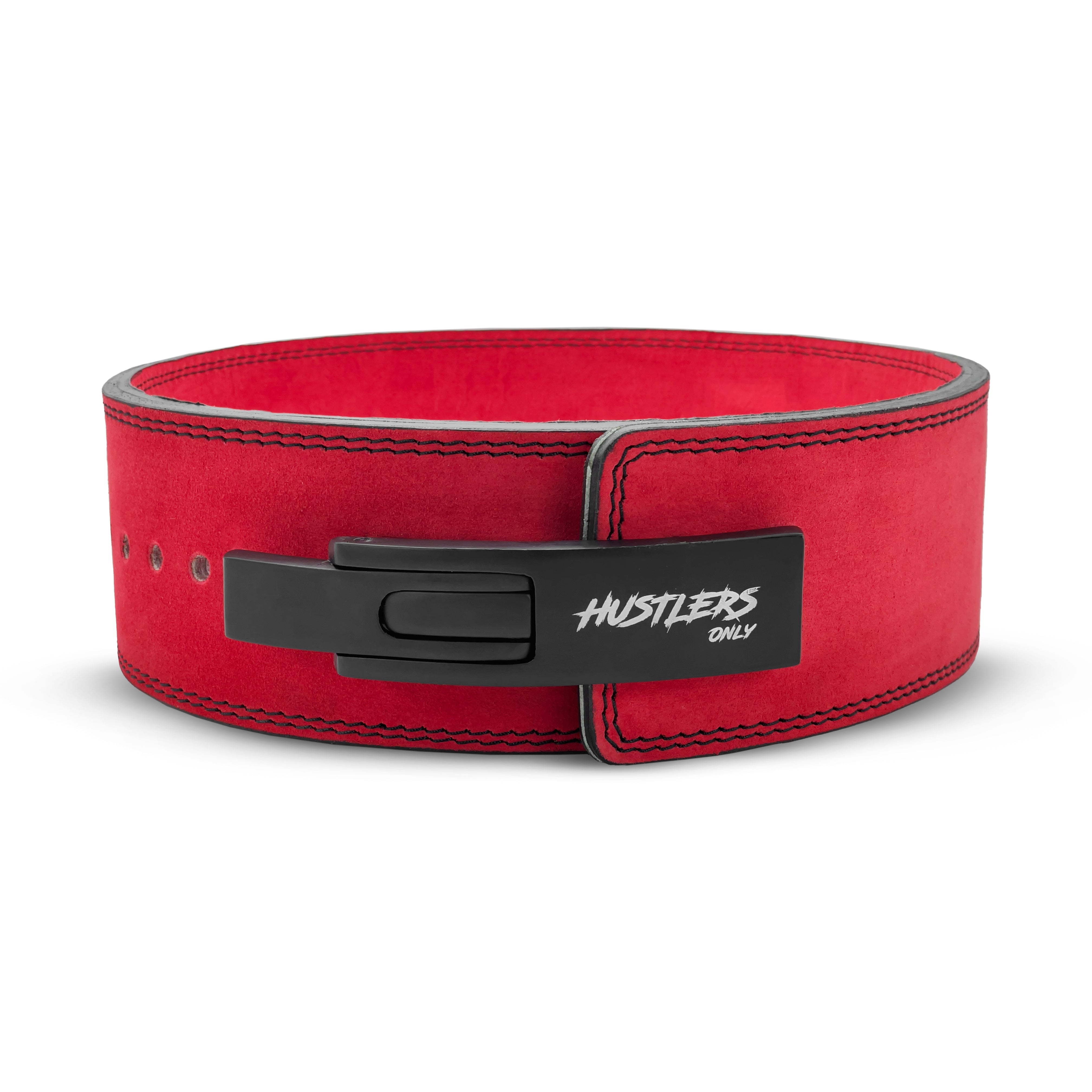 10mm Suede Leather Lever Belt - Red