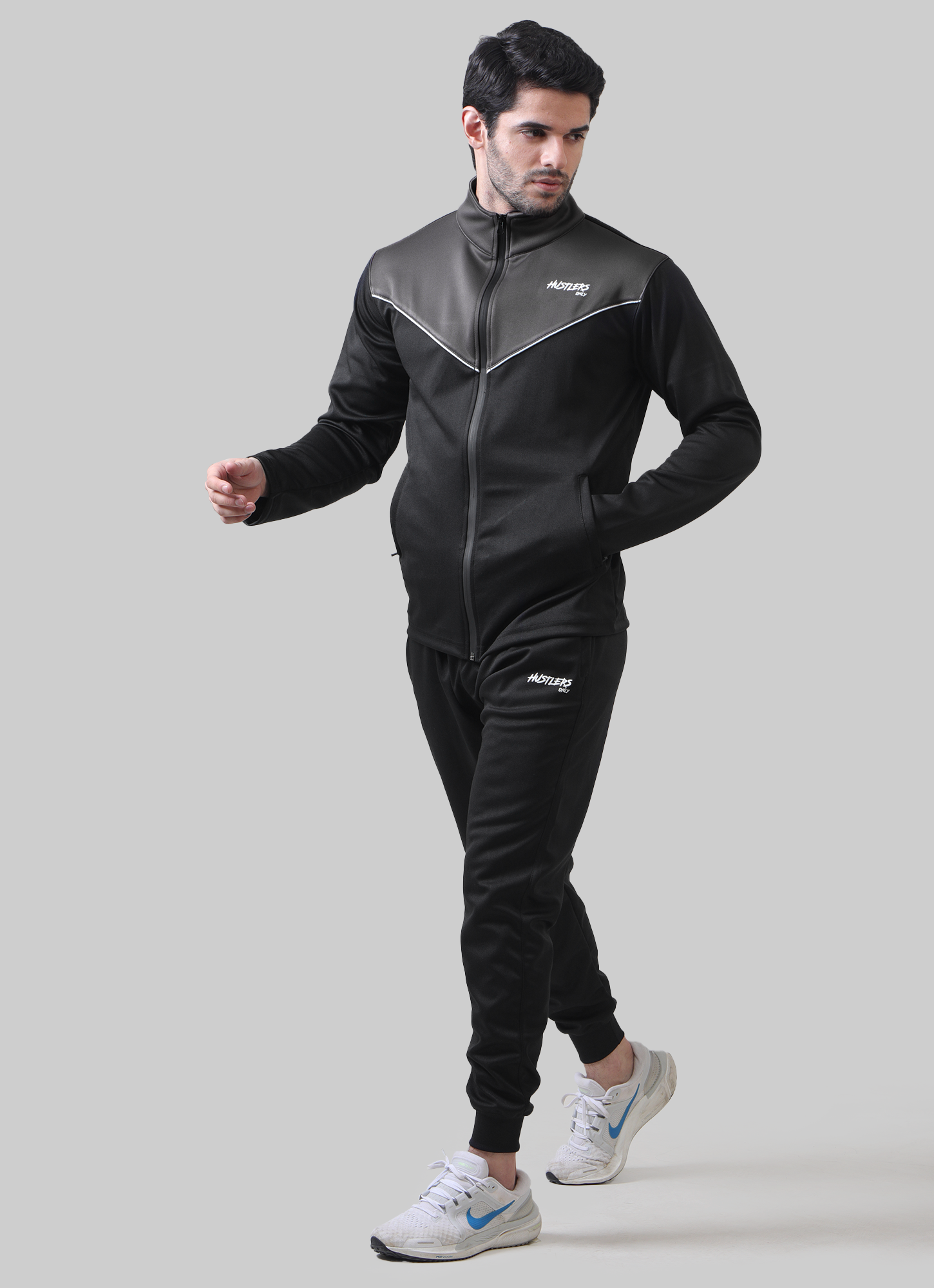 Iconic  Black and Grey Tracksuit for Mens | HustlersOnlyPK