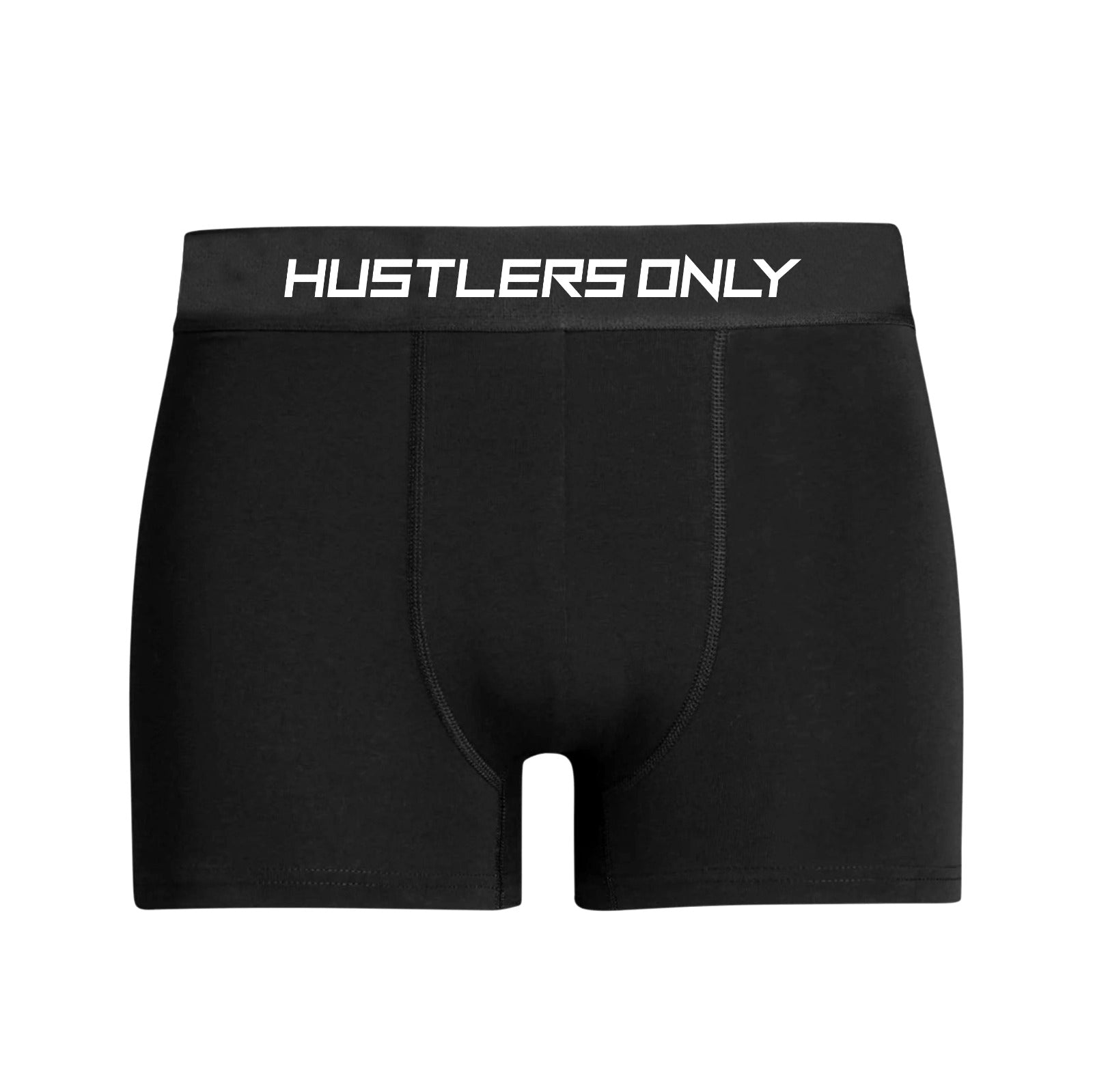 Men's Black Boxer Briefs with Metallic Waistband | Hustlers Only PK