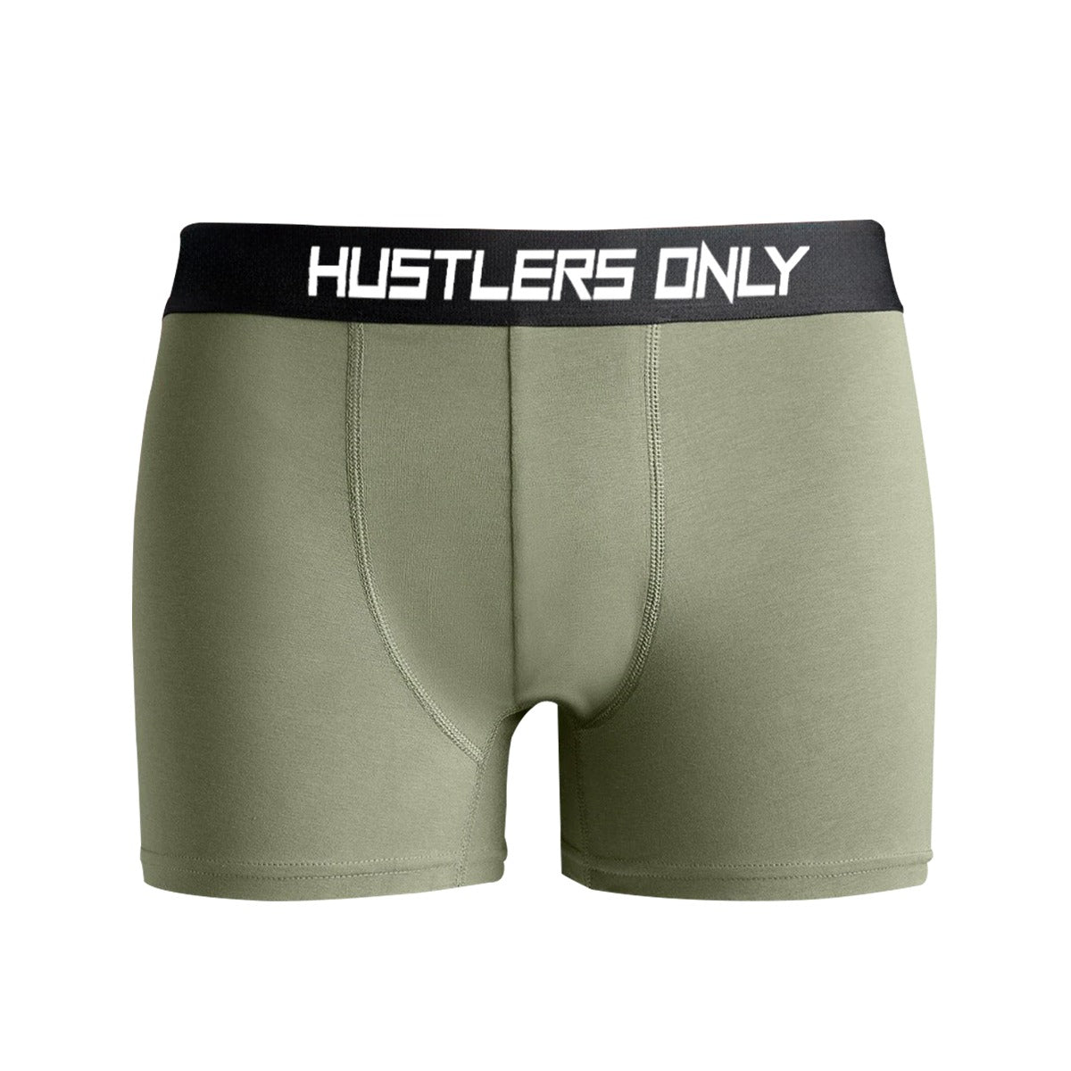 Men's Olive Green boxer briefs with metallic waistband | Hustlers Only PK