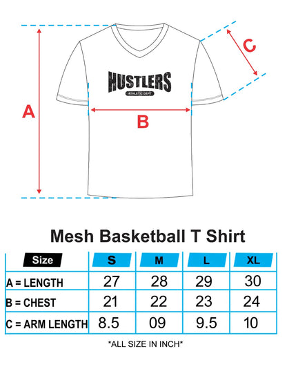 Black Mesh Basketball Tshirt Chart Size | HustlersOnlyPK