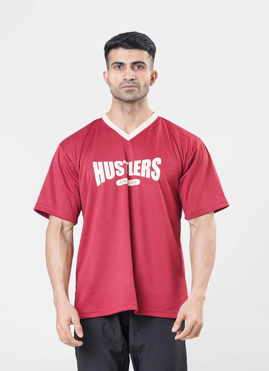 Mesh Basketball Maroon Tshirt for Mens | HustlersOnlyPK