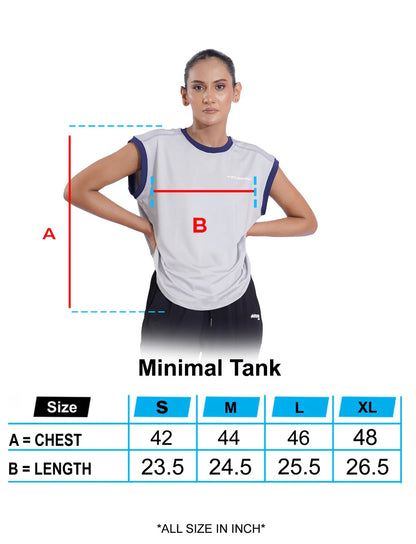 Grey Minimal Tank Shirt For Women Sizechart | HustlersOnlyPK