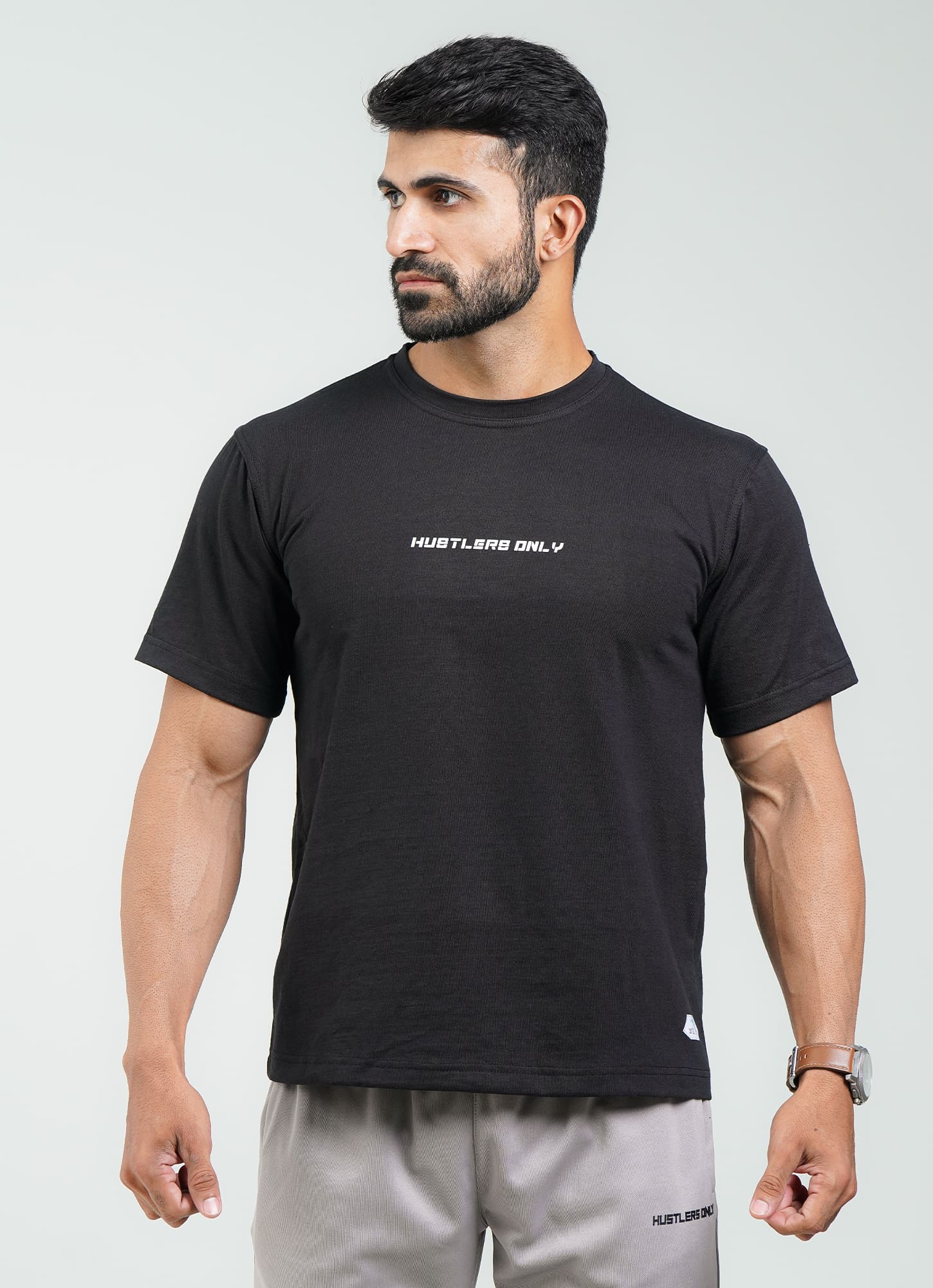 Black Muscle Warrior Loose Fit T-Shirt For Men | HustlersOnlyPK