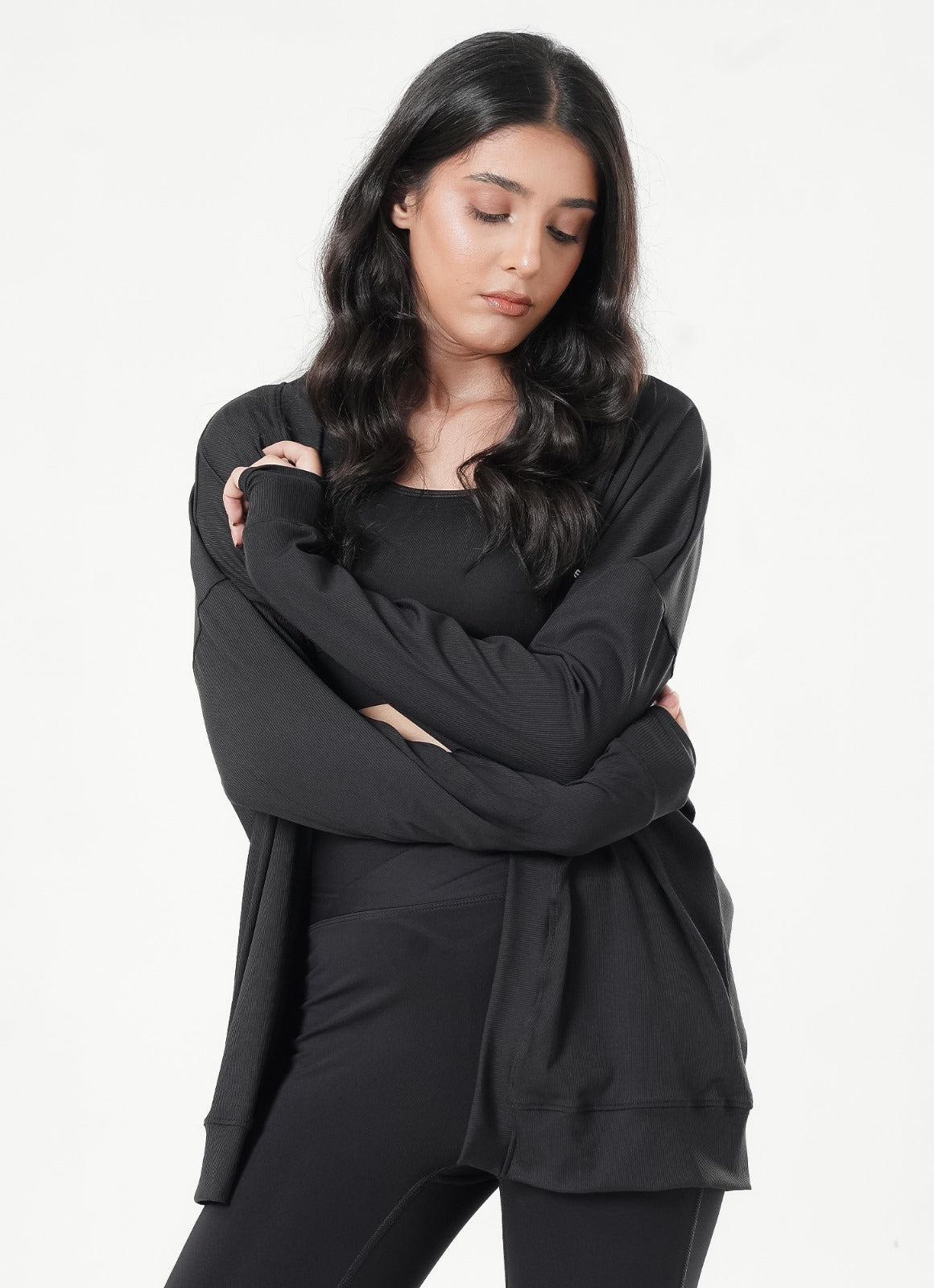 Ribbed Cardigan - Black
