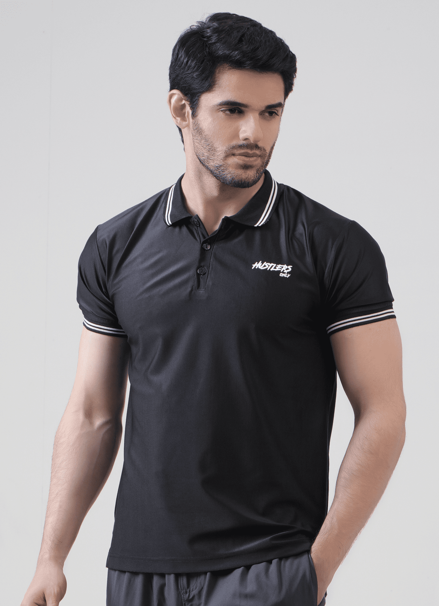 Stylish Black Polo Shirt For Men | HustlersOnlyPK