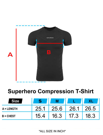 Superhero Black T-shirt Size Chart | HustlersOnlyPK