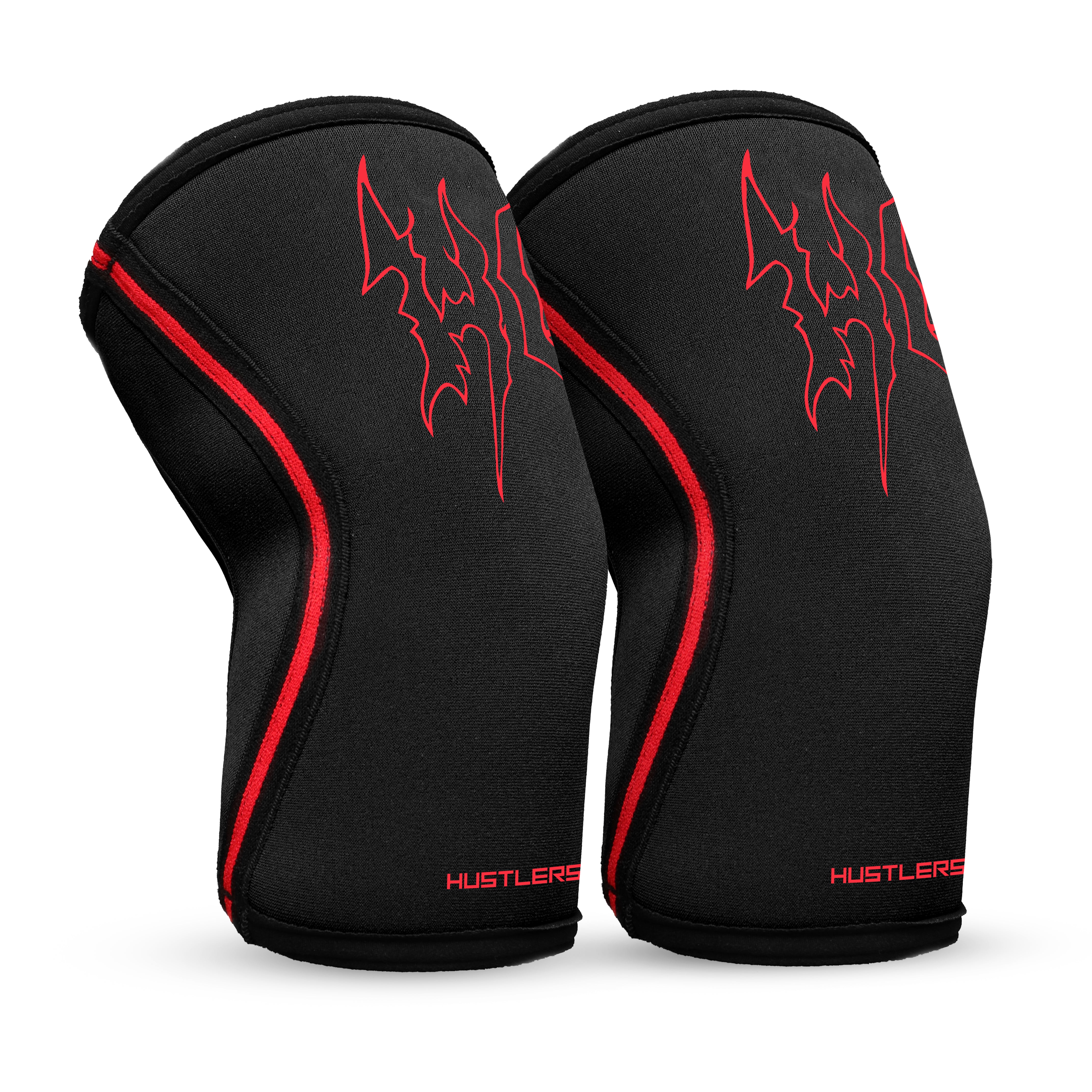 7mm Metal Knee Sleeves - Black with Red Stripes