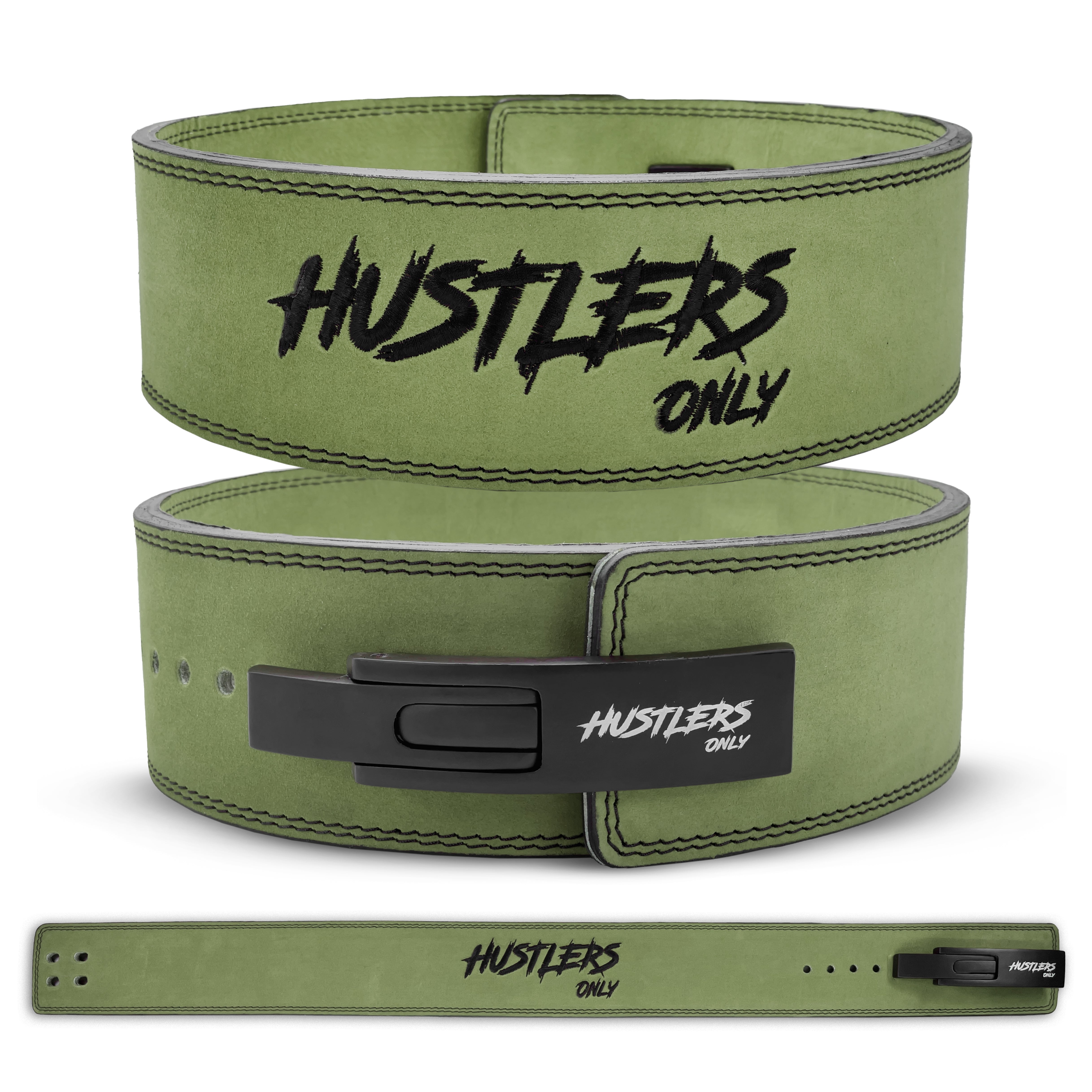 10mm Suede Leather Lever Belt - Green