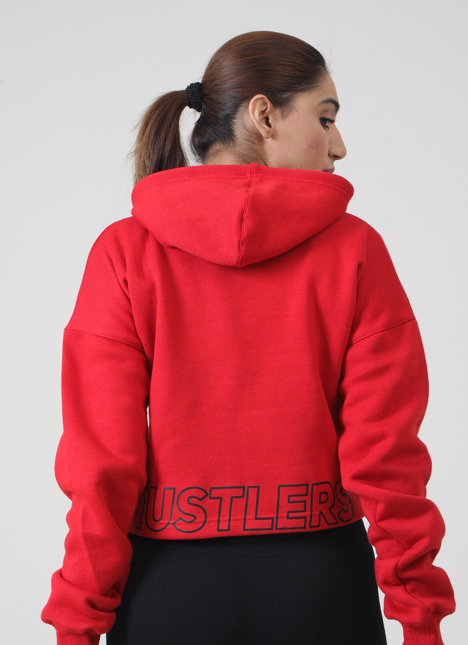 Red Training Cropped Hoodie for Women | HustlersOnlyPK
