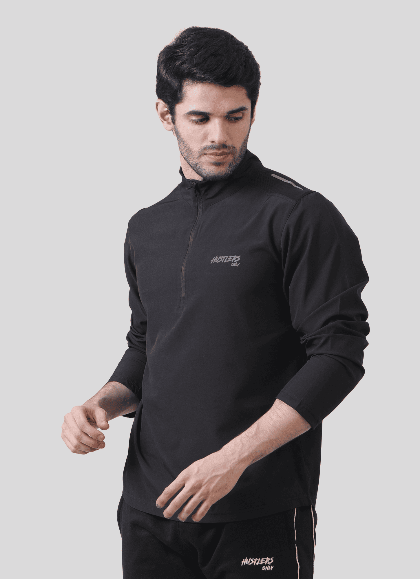Men's Black Velocity ½ Zip Long Sleeve | HustlersOnlyPK