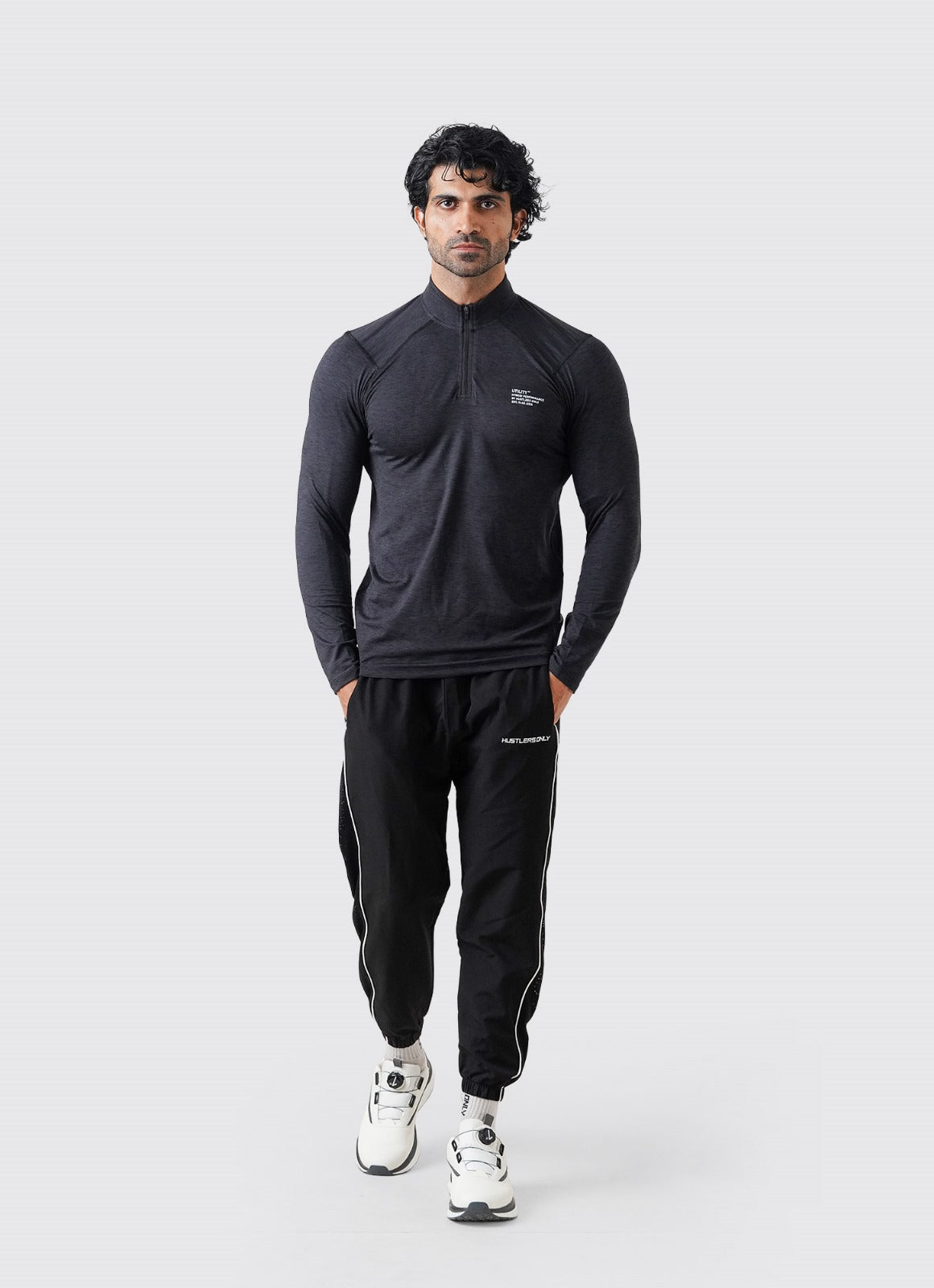 Utility Quarter Zip Shirt - Black
