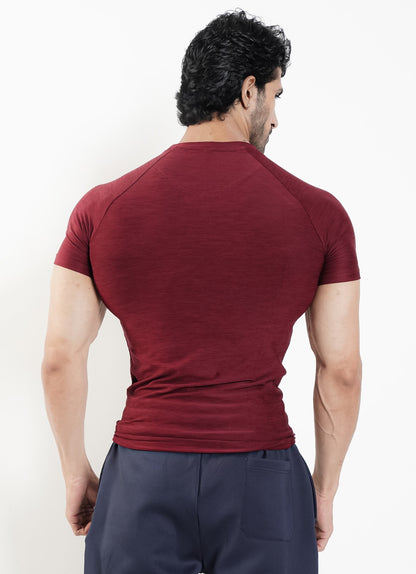 Melange Compression T-Shirt - Maroon