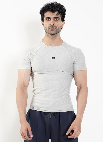 Melange Compression T-Shirt - Silver