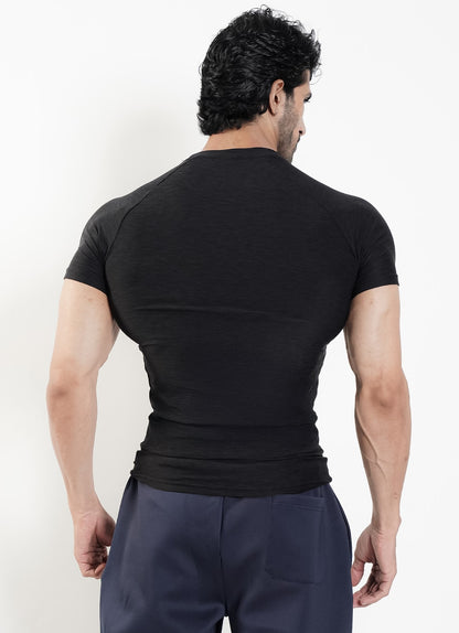 Melange Compression T-Shirt - Black