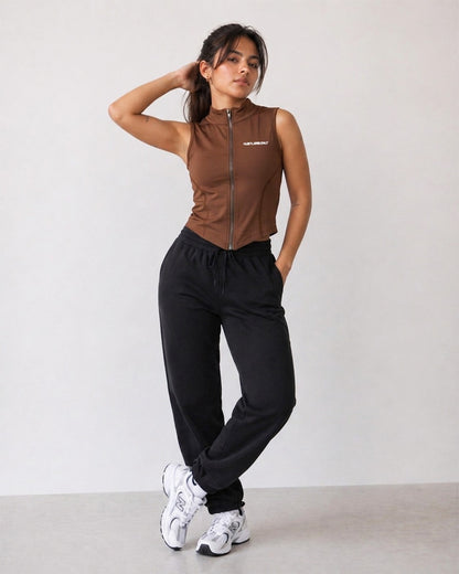 Code Zip Up Vest - Chocolate Brown