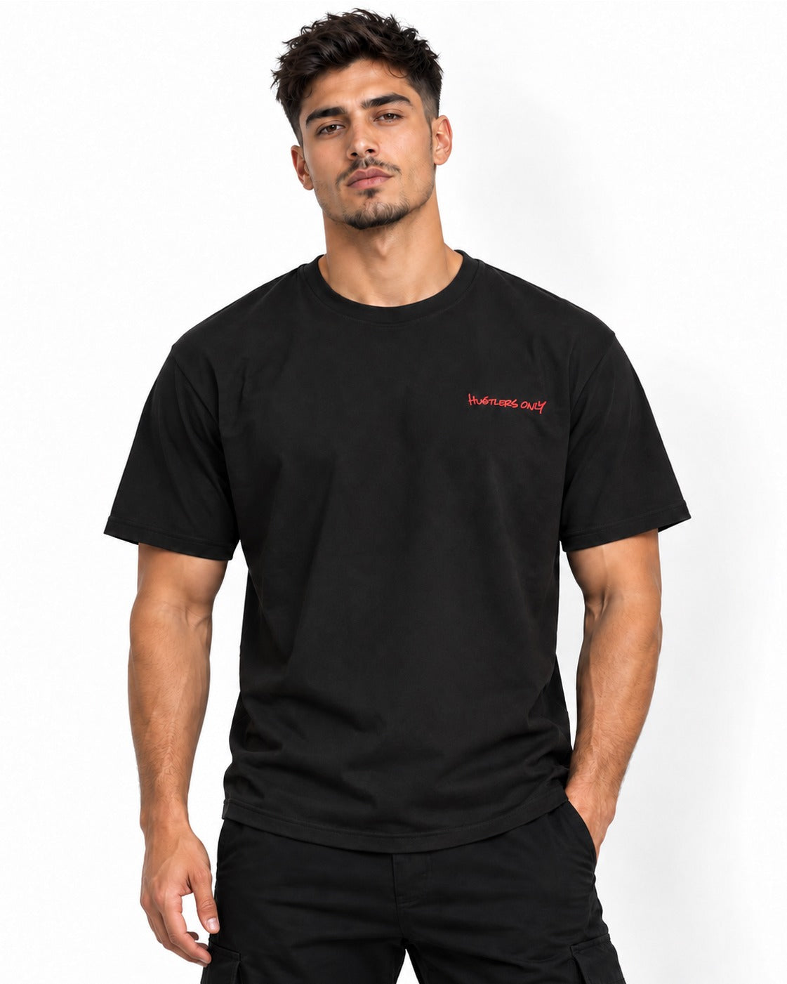 Hustlers Only men's red Graffiti oversized t-shirt